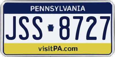 PA license plate JSS8727