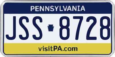 PA license plate JSS8728