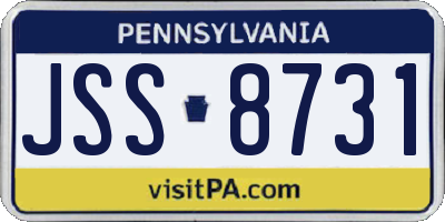 PA license plate JSS8731