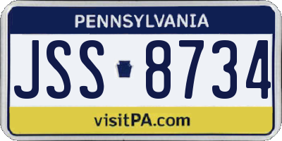 PA license plate JSS8734