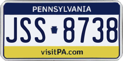 PA license plate JSS8738
