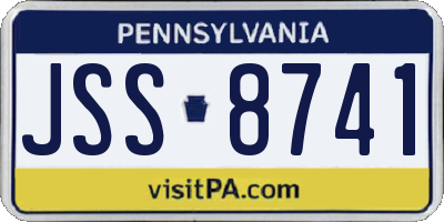 PA license plate JSS8741