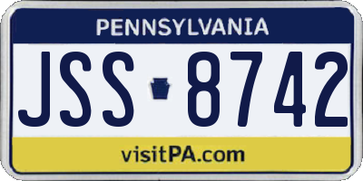 PA license plate JSS8742