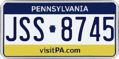 PA license plate JSS8745
