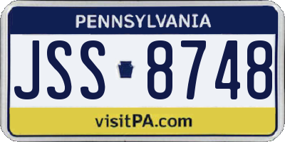 PA license plate JSS8748