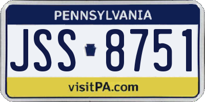 PA license plate JSS8751