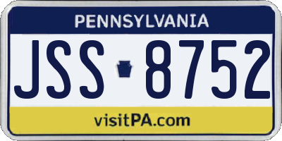 PA license plate JSS8752