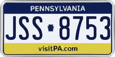 PA license plate JSS8753