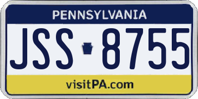 PA license plate JSS8755