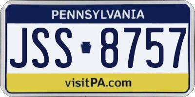 PA license plate JSS8757