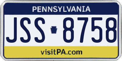 PA license plate JSS8758