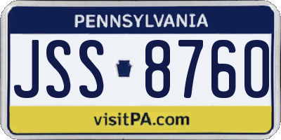 PA license plate JSS8760