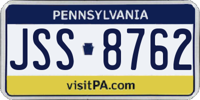 PA license plate JSS8762