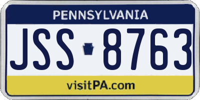 PA license plate JSS8763