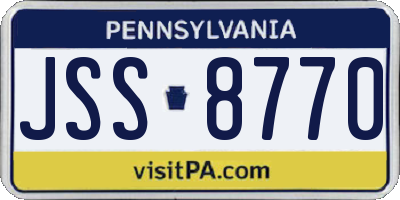PA license plate JSS8770