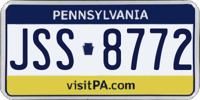 PA license plate JSS8772