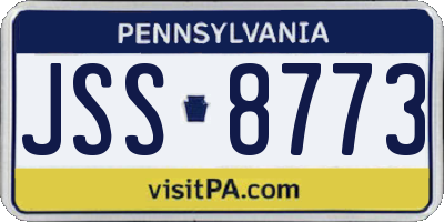 PA license plate JSS8773