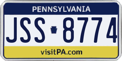PA license plate JSS8774