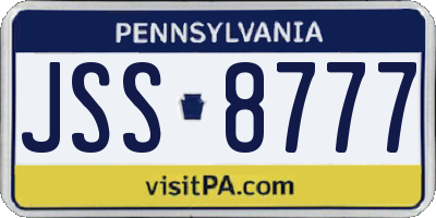 PA license plate JSS8777
