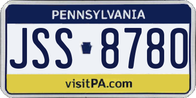 PA license plate JSS8780