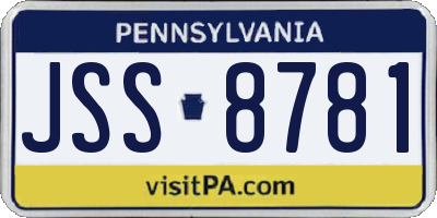 PA license plate JSS8781