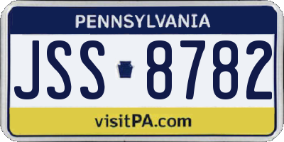 PA license plate JSS8782