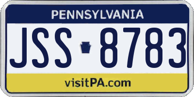 PA license plate JSS8783