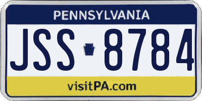 PA license plate JSS8784
