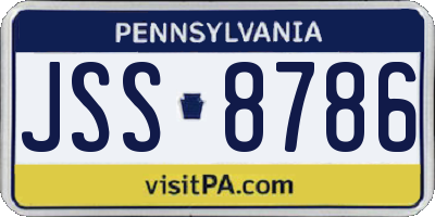 PA license plate JSS8786