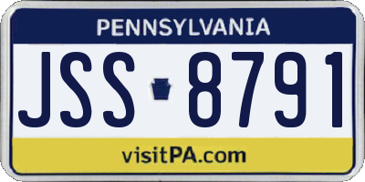 PA license plate JSS8791