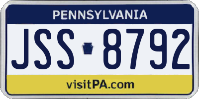 PA license plate JSS8792