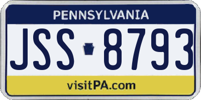 PA license plate JSS8793