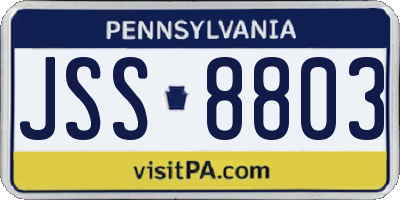 PA license plate JSS8803