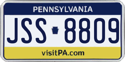 PA license plate JSS8809