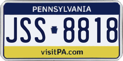 PA license plate JSS8818