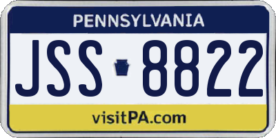 PA license plate JSS8822