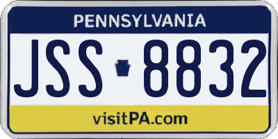 PA license plate JSS8832