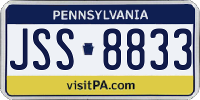 PA license plate JSS8833