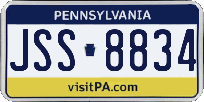 PA license plate JSS8834