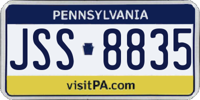 PA license plate JSS8835