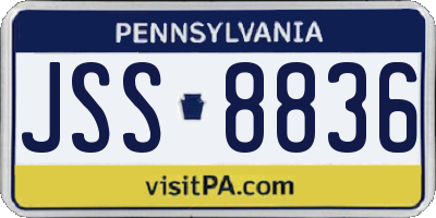 PA license plate JSS8836