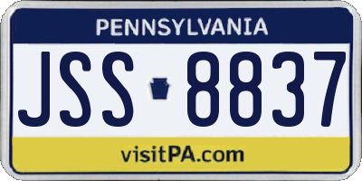 PA license plate JSS8837