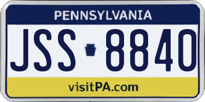 PA license plate JSS8840