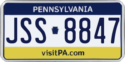 PA license plate JSS8847