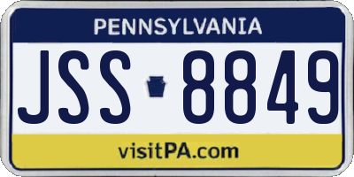 PA license plate JSS8849