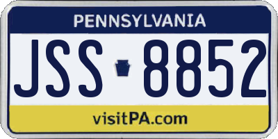 PA license plate JSS8852