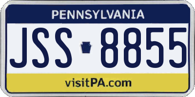 PA license plate JSS8855