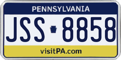 PA license plate JSS8858