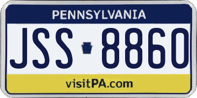PA license plate JSS8860