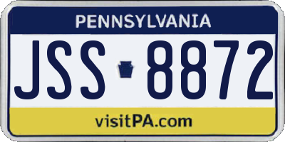 PA license plate JSS8872